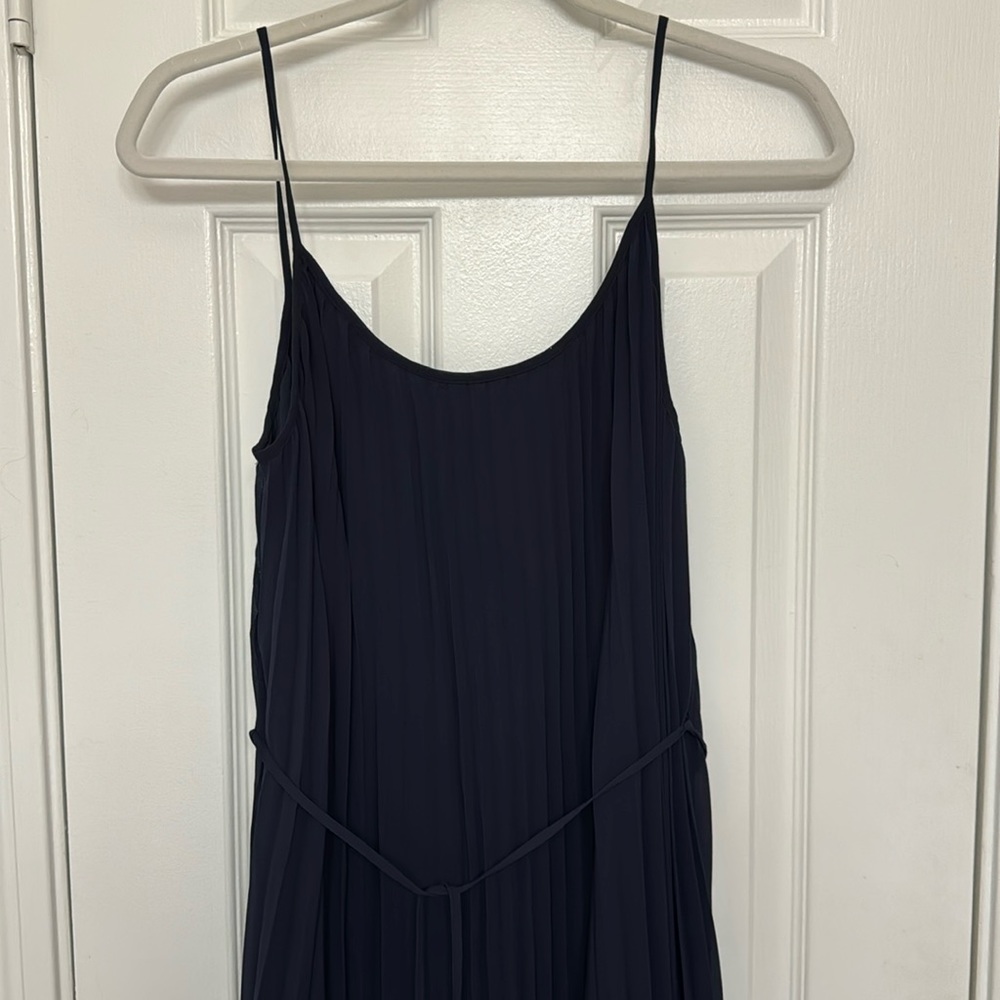 H&M navy pleated maxi dress